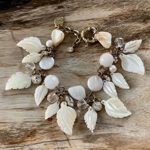 Dyrberg/Kern Nobelia Mother of Pearl and Swarovski leaf bracelet